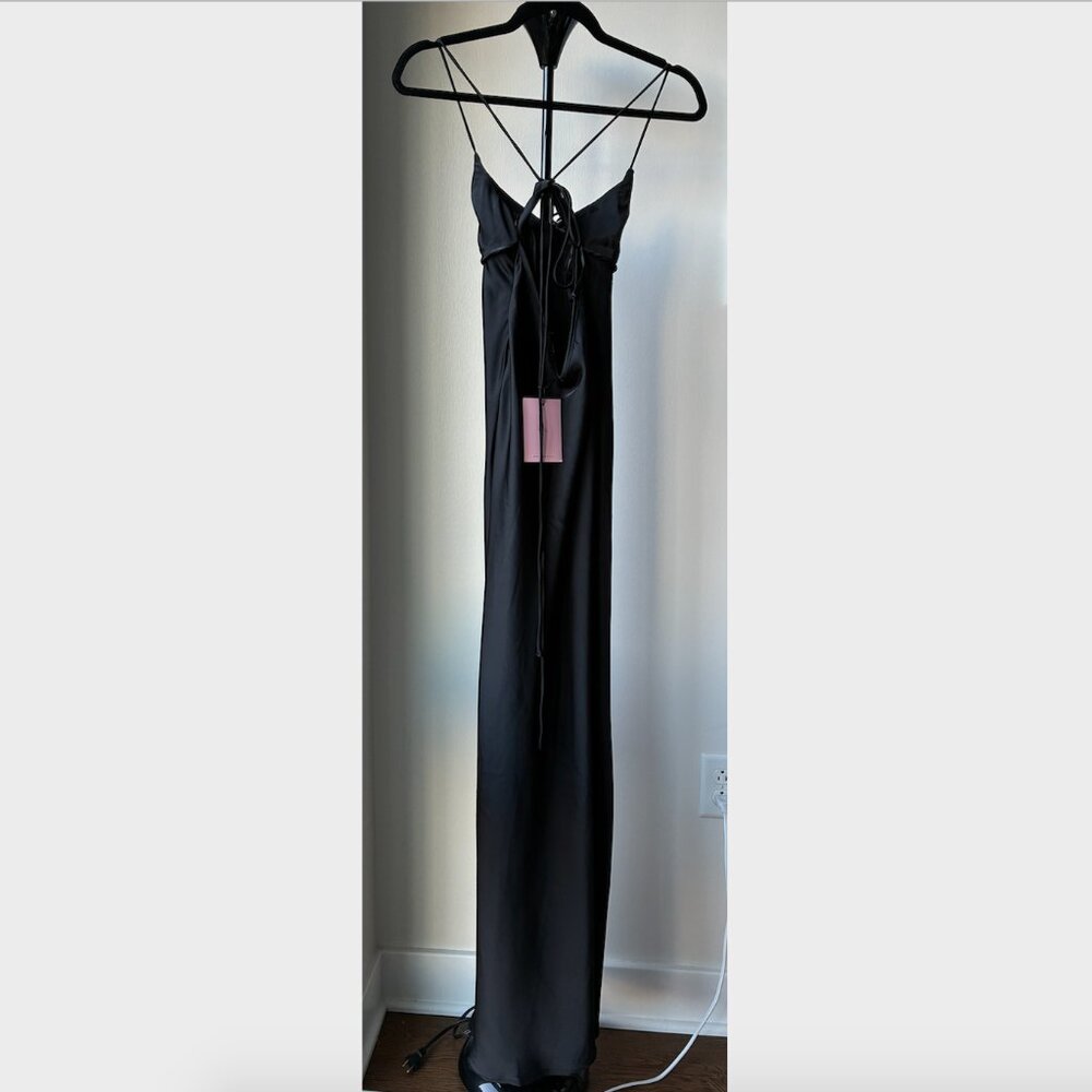 Hello Molly NWT the Samara Black Satin Maxi Dress- Size 6 - Picture 8 of 13